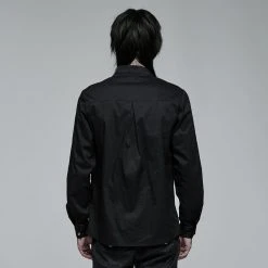 Punk Rave Men's Stuff Gothic Floral Embroidered Ruffled Shirt