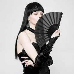 Punk Rave Accessories Gothic Fabric Rivet Fan