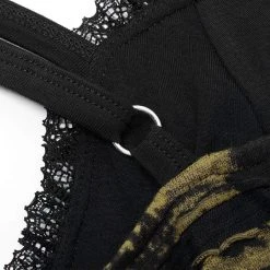 Punk Rave Grunge Double Color Side Slit Slip Dress - Black & Yellow