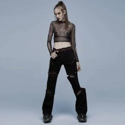 Punk Rave Punk Splice Zipper Straight Pants Women's Stuff