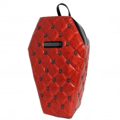 Rock Rebel Lucy Quilted Coffin Backpack In Red